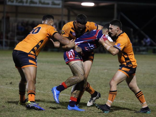 Israel Folau makes his Rugby League Gold Coast debut for Southport Tigers against defending champions Runaway Bay at Owen Park, Southport. Pic Mike Batterham