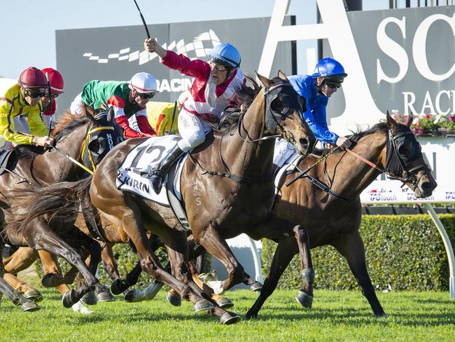 William Pike salutes aboard Regal Power in the Railway Stakes at Ascot. Picture: Westernracepix