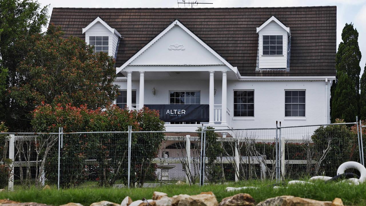 The gutted 1970s house on acreage has been fenced off as renovations are underway at Kyle Sandilands’ Glenorie home. Picture: Sam Ruttyn