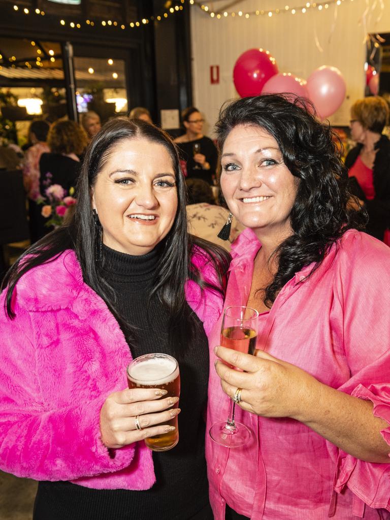 Rachel Costigan (left) and Natalie Nixon at the ladies cocktail night fundraiser for Protea Place at the Royal Hotel, Friday, April 29, 2022. Picture: Kevin Farmer