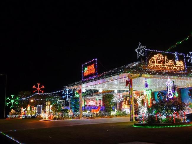 COPYRIGHT WARNING for Moreton Life ONLY. Phone Kylie Knight 3480 8226. John and Kaye Baker's Christmas Lights at Elm St, Murrumba Downs.