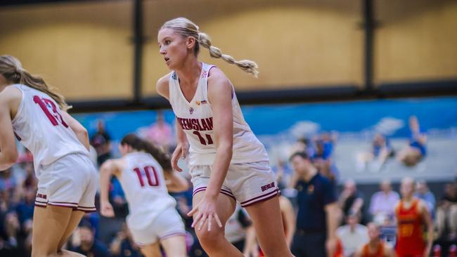 Emma Petrie in action for Queensland at the 2024 Under-18 National Championships. Picture: Taylor Earnshaw