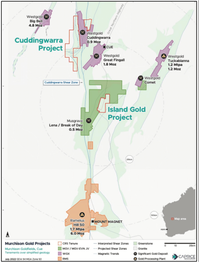 Island is located just 12km from the 927,000oz Cue project. Pic: CRS