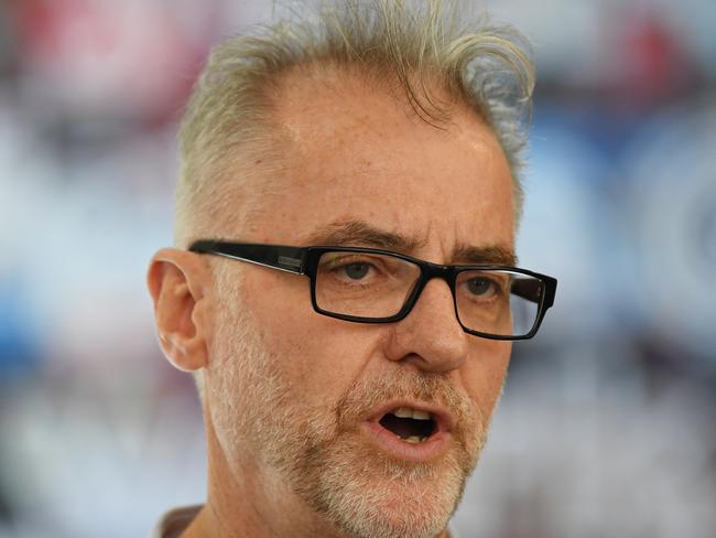 Transport Workers Union (TWU) National Secretary Tony Sheldon speaks to the media in Sydney, Wednesday, January 17, 2018. (AAP Image/David Moir) NO ARCHIVING