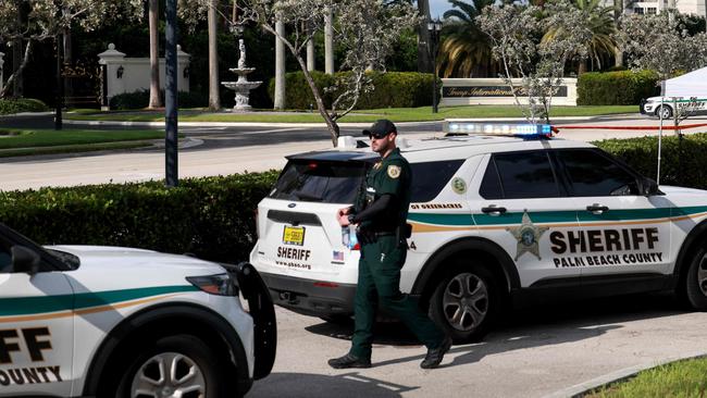 Law enforcement secures the area around Trump International Golf Club in West Palm Beach. Picture: AFP