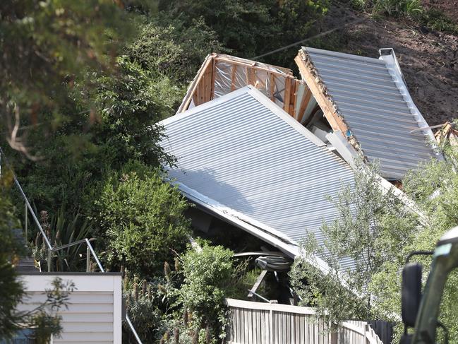 A house has slipped down a hill at McRae. Tuesday, January 14. 2024. Picture: David Crosling