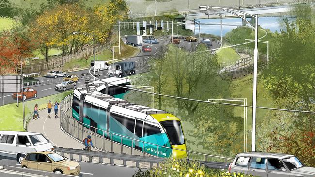 Images of the latest Hobart light rail proposal.