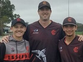 Essendon trio (from left) Connor Poulton, Tom O'Donnell and Farzan Chowna.