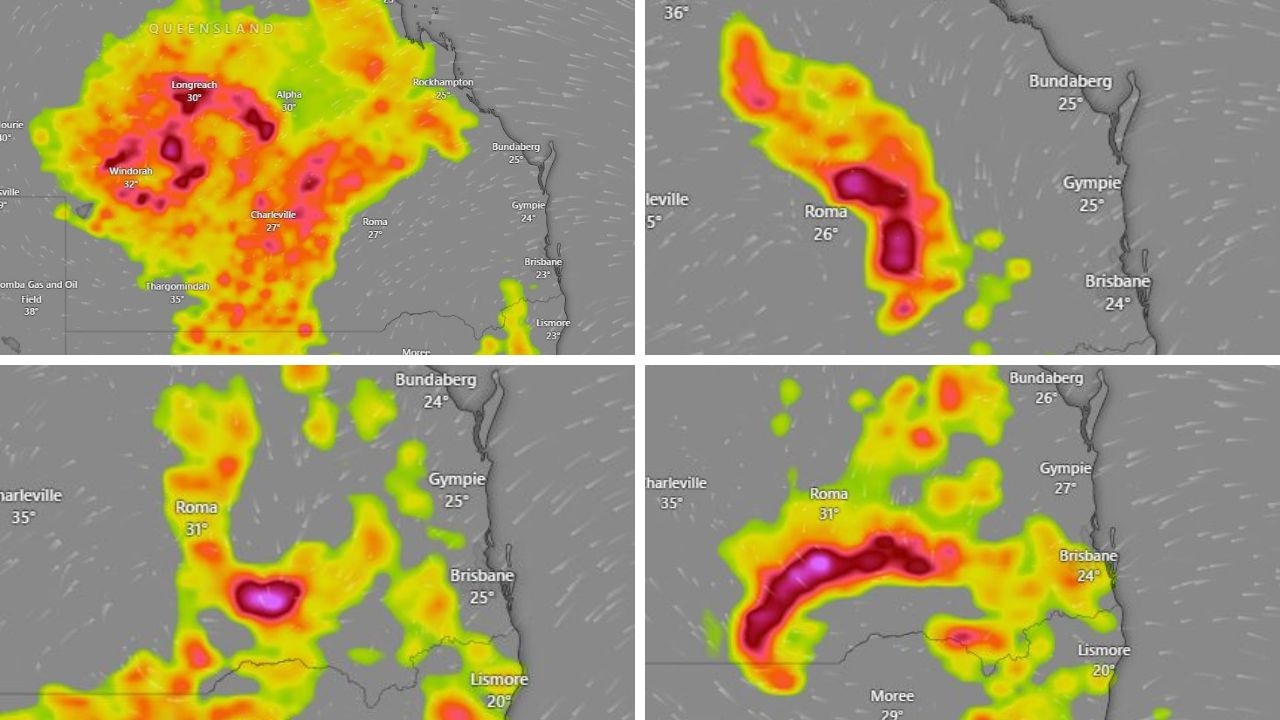 Queensland is on high alert for supercell storms over the next four days. Picture: Windy