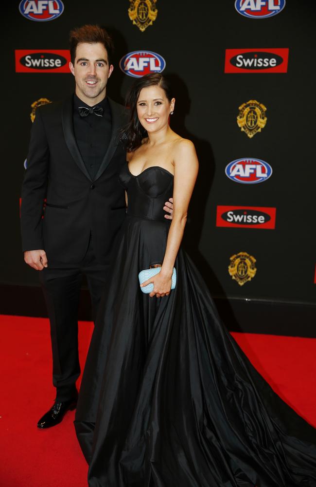 Steele Sidebottom and Alisha Edwards attend the 2015 Brownlow medal. Pic: Michael Klein.