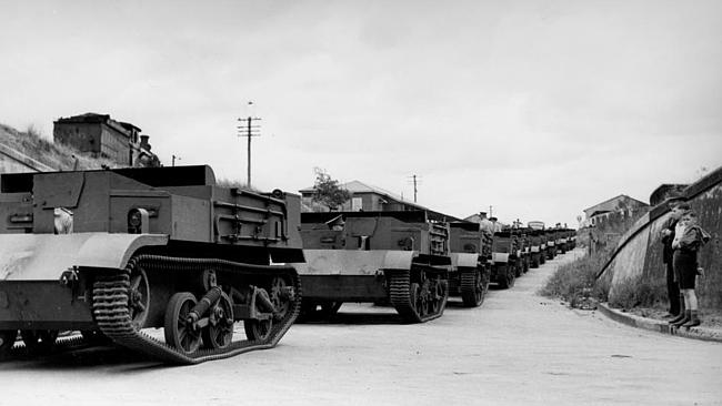 Australian-made tanks on the streets of Brisbane in 1941. Picture: State Library