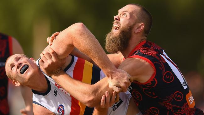 Melbourne big man Max Gawn had the better of Crow Sam Jacobs. Picture: Quinn Rooney/Getty Images