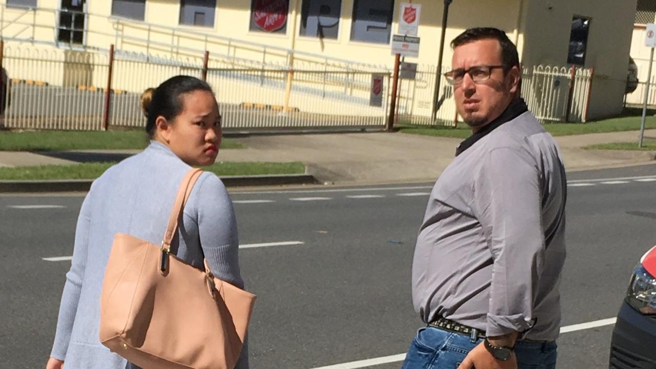 Chin Yi Lai, 20, and Robert Paul Dawson, 36, outside Ipswich Courthouse where they appeared on prostitution offences in 2018.