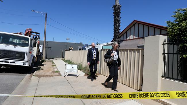 Police outside the house where a huge meth lab was found. Picture: AAP / Kelly Barnes