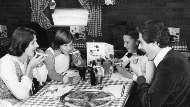 Family eating a meal at a dine-in Pizza Hut restaurant in SA in 1978. Picture: The News