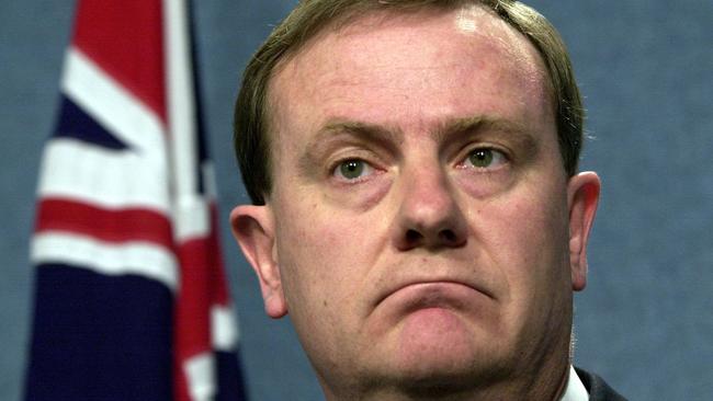 Then-Treasurer Peter Costello speaks to the media in September, 2002.