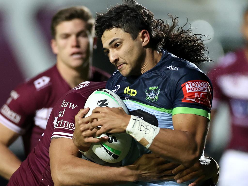 Canberra’s Xavier Savage made his NRL debut on Thursday night. (Photo by Cameron Spencer/Getty Images)