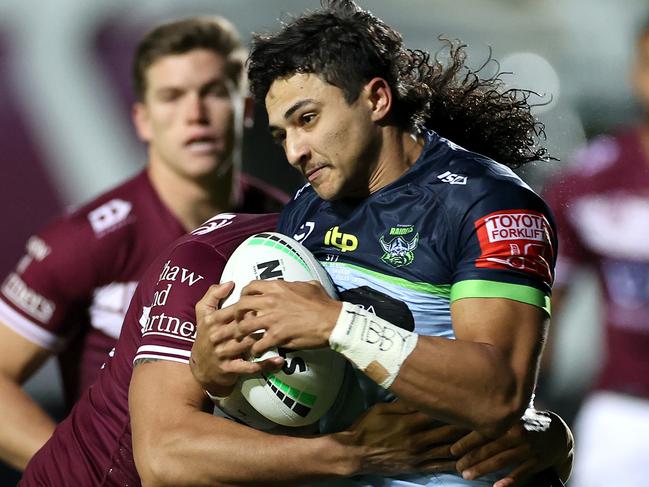 Canberra’s Xavier Savage made his NRL debut on Thursday night. (Photo by Cameron Spencer/Getty Images)