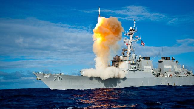 This image provided by the US Navy shows a Standard Missile — 3 (SM-3) being launched from the USS Hopper in a ballistic missile defence test. Picture: US Navy