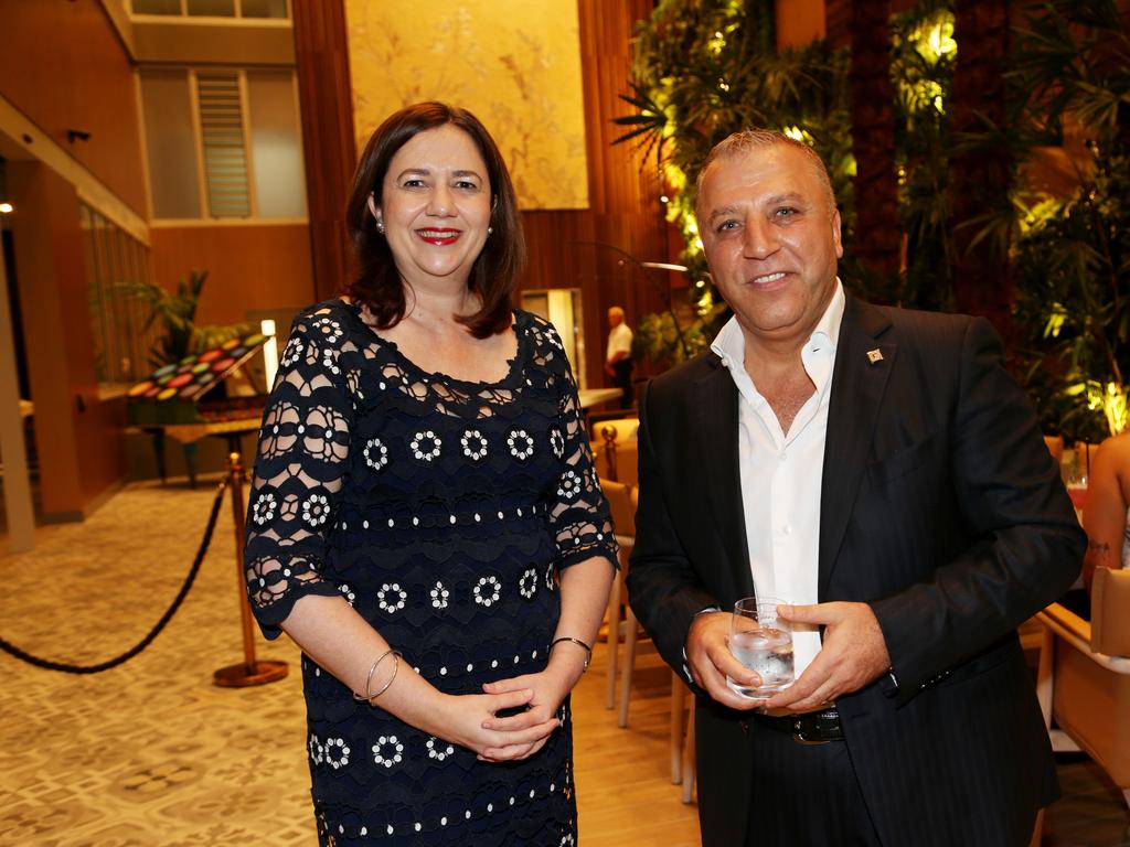 Crystalbrook's Bailey Hotel hosting its opening party in Cairns. Queensland Premier Annastacia Palaszczuk with Crystalbrook Collection owner Ghassan Aboud. PICTURE: STEWART MCLEAN