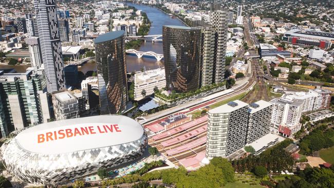 An artist’s impressions of the Brisbane Live precinct. 