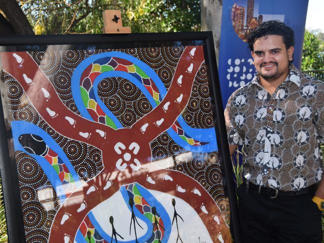 Darumbal artist Raymond Barrett at the launch of the Herron Todd White Reconciliation Plan in Rockhampton