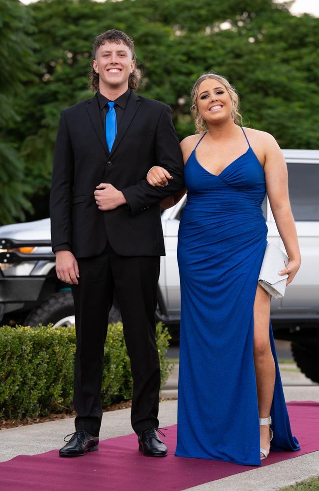 Mackenzie Ryan and Ben Duffey, graduating class of 2023, arrive at St Patrick’s Formal on Friday, May 5, 2023. Gympie, Queensland. Picture: Christine Schindler