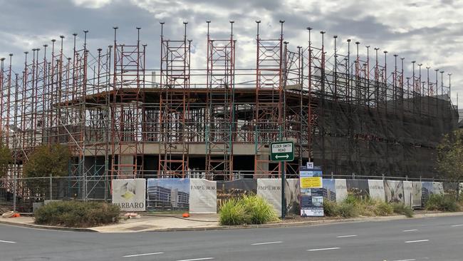 Emperor Living building site in Mawson Lakes on the corner of Main St and Metro Parade. If finished, it will be the tallest building in the northern suburbs. Picture: Gabriel Polychronis