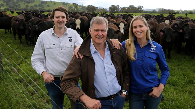 TRT Pastoral’s Tim Roberts-Thomson with his children Madeleine and James. Picture: Yuri Kouzmin