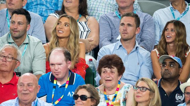 Nadia and Jimmy Bartel with Joel Selwood and Brit Davis at the Australian Open.