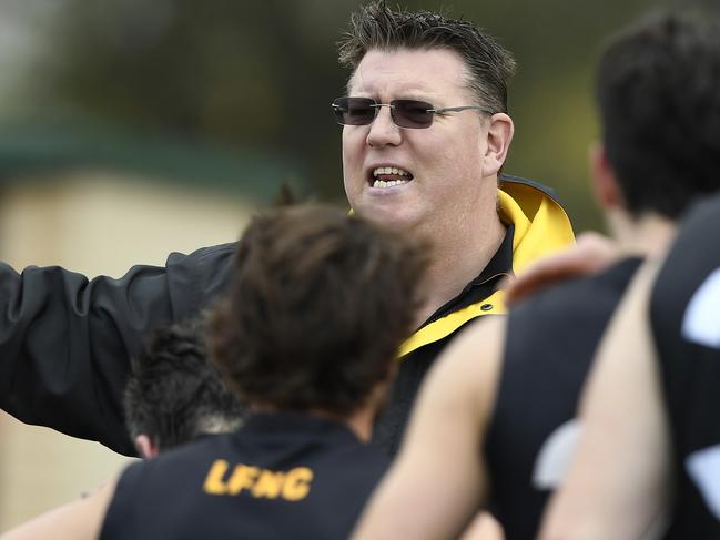 RDFL footy: Lancefield V Diggers Rest at Lancefield.  Lancefield coach,Ashley Manning. Picture: Andy Brownbill