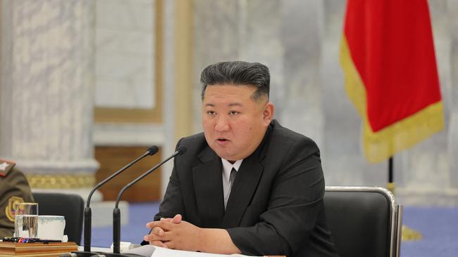 North Korea’s leader Kim Jong-un last month. Picture: Korean Central News Agency/AFP