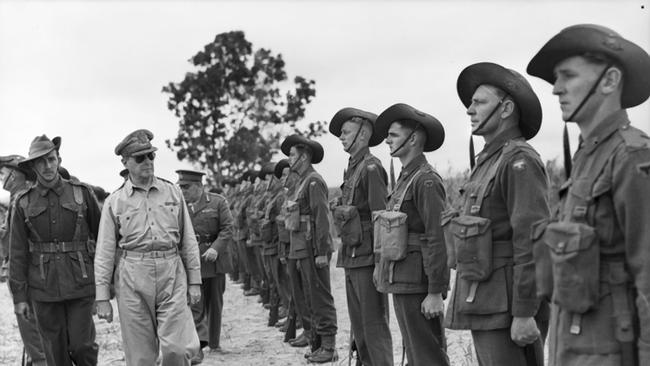 General Douglas MacArthur inspects Australian troops from the 9th Division at the Atherton Tablelands in 1942. Picture: AWM