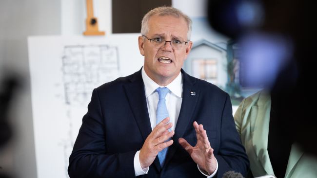 Prime Minister Scott Morrison speaking to reporters In Perth on Friday. Picture: Jason Edwards