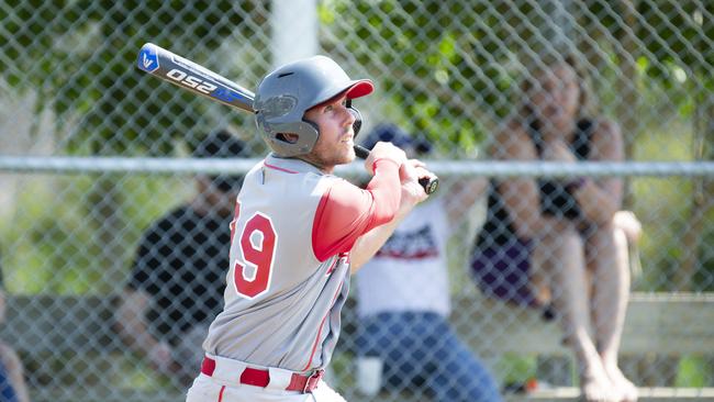 Redcliffe Padres vs Allstars baseball division 6. Sunday, January 19, 2020. Padres #39 Daniel Toye. (AAP Image/Renae Droop)