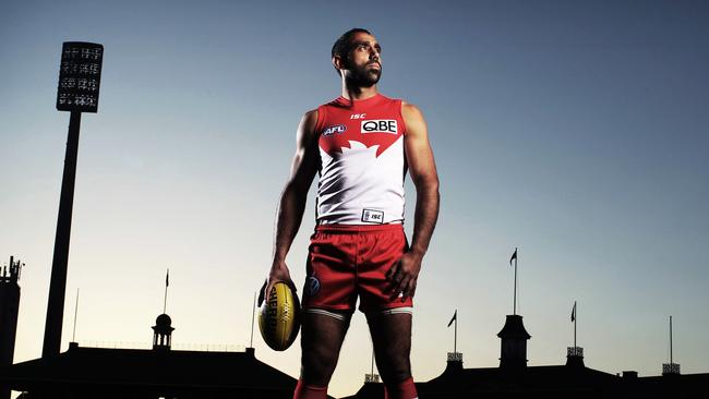 Goodes who played 372 AFL games for the Swans. Picture. Phil Hillyard