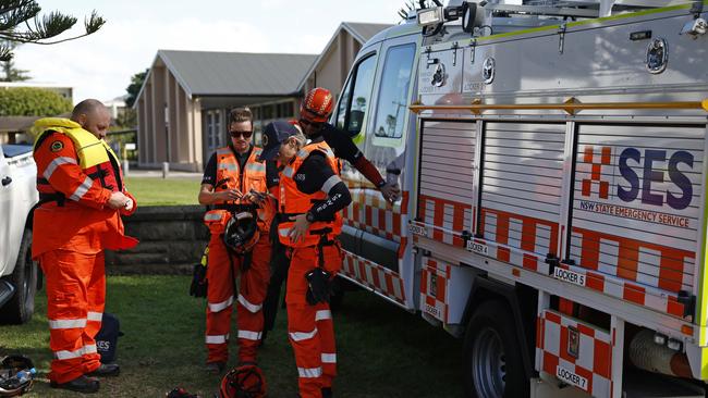 Emergency services on scene during search at Storm Bay, Kiama. Picture: Richard Dobson