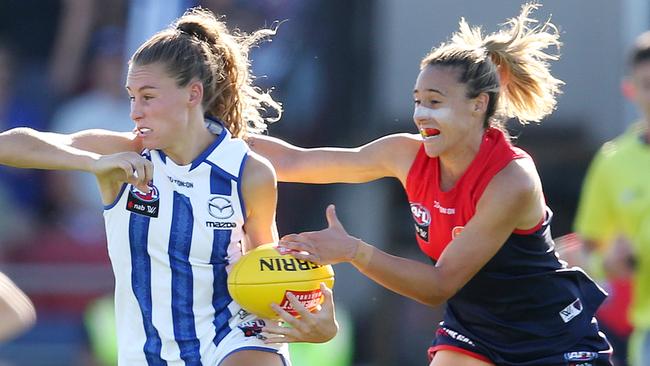 Bethany Lynch, sister of Richmond’s Tom Lynch, was making her AFLW debut. Picture: Michael Klein