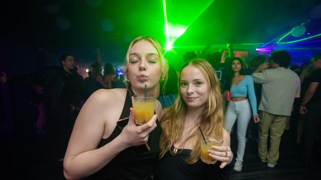 Paige Hughes, Maddison Challis at Cocktails. Picture: Lucas Linck