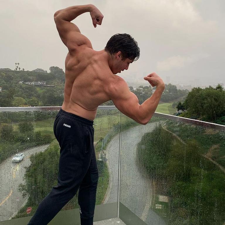 Arnold Schwarzenegger's son, Joseph, poses like his father. Picture: Joseph Baena Instagram