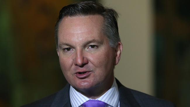 Chris Bowen speaks to the media at Parliament House in Canberra yesterday. Picture: Kym Smith.