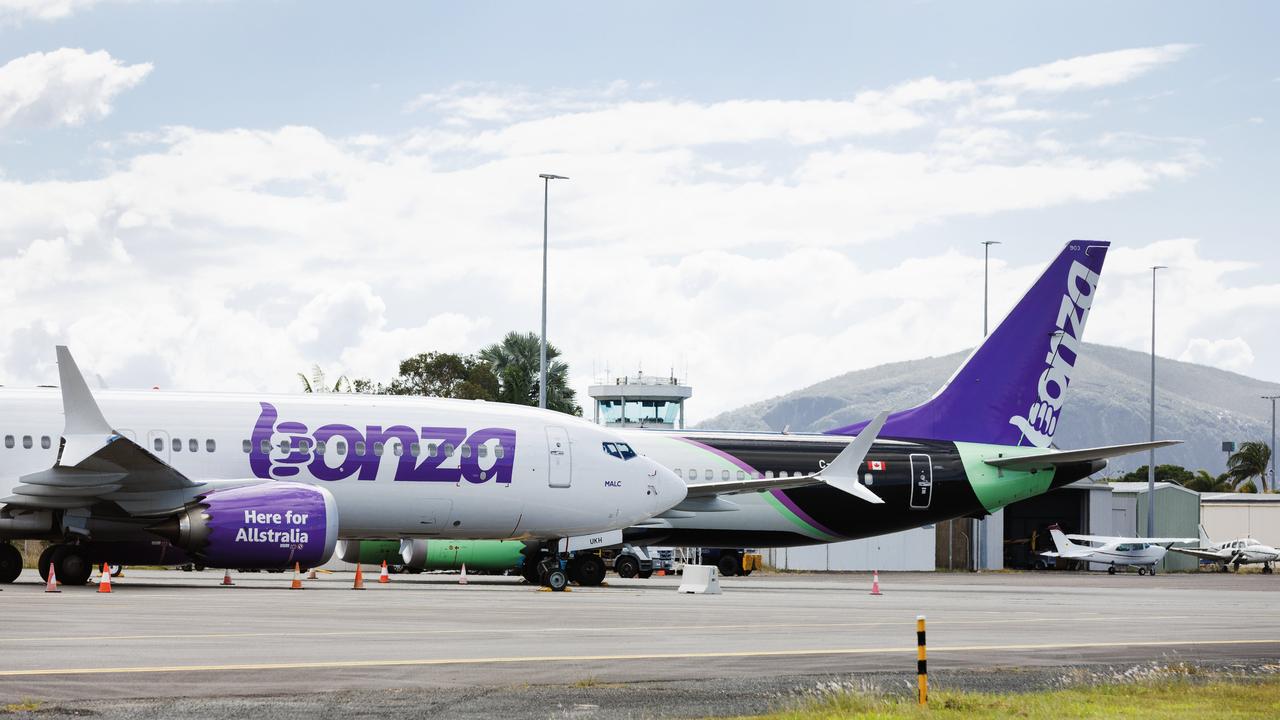 Grounded Bonza planes at Sunshine Coast airport. Picture Lachie Millard