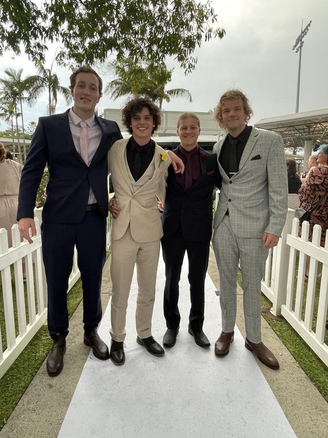 Sam Adams, Louis Sheedy, Christian Nelson, and Jack Sproxton at the 2023 Unity College formal.