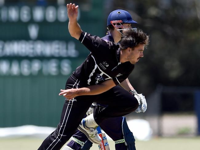 Will Walker pushes through the crease. Picture: Steve Tanner