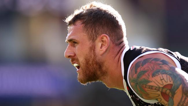 SYDNEY, AUSTRALIA - JUNE 05: Tim Membrey of the Saints looks on during the round 12 AFL match between the St Kilda Saints and the Sydney Swans at Sydney Cricket Ground on June 05, 2021 in Sydney, Australia. (Photo by Cameron Spencer/Getty Images)