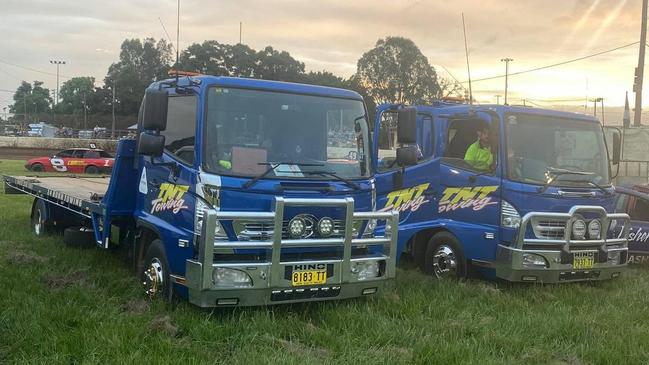 TNT Towing trucks have been busy this morning pulling people from a large pothole at Glenugie on the Pacific Highway