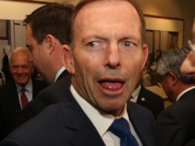 Job ID: PD832686:    Former Prime Minister Tony Abbott looks at PM  Malcolm Turnbull at the event. Neither man spoke to one another.   Former PM John Howard to mark 60 years of Japan-Australia commerce at the Japanese embassy in Canberra. Former Australian Prime Minister, John Howard, and Minister for Trade, Tourism and Investment, Steven Ciobo, during the 60th anniversary of the Japan-Australia Commerce Agreement at a function on Tuesday 8 August with Japan's Ambassador to Australia, Sumio Kusaka. Picture Gary Ramage