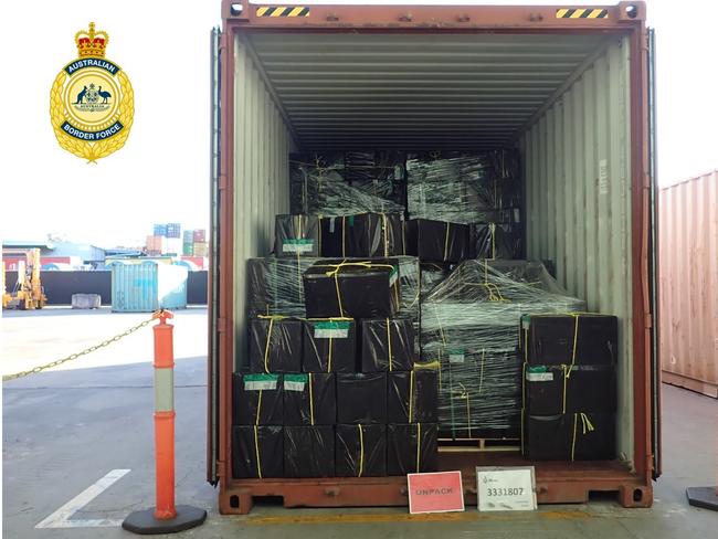 The shipping container was wrongly declared to be carrying a vending machine. Picture: Australian Border Force/Supplied