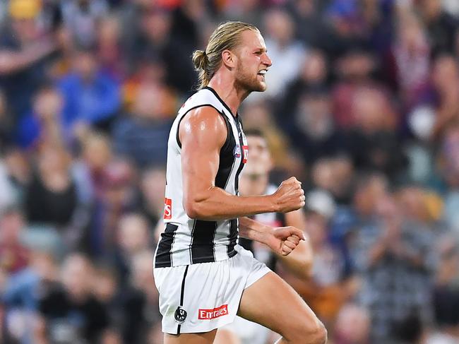 Former basketballer Tom Wilson will be allowed to stay on the Magpies’ rookie list. Picture: Albert Perez/AFL Photos/Getty Images