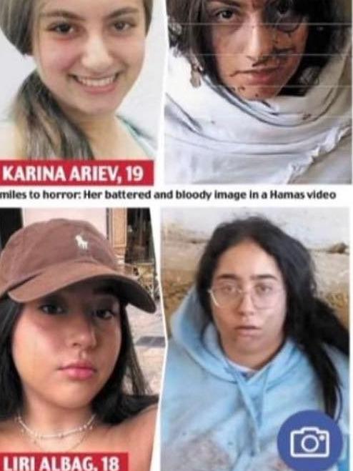 Karina Ariev, Liri Albag and Agam Berger are still being held by Hamas. Picture: Daily Mail